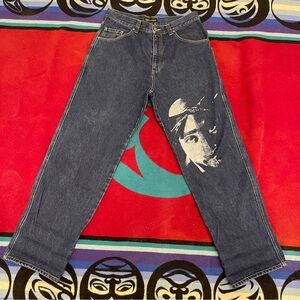 Y2K Tupac Baggy Godbody Darkwash Jeans 34/34